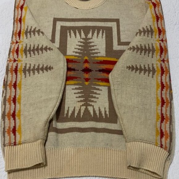 VINTAGE Pendleton Virgin Wool Harding Sweater Chief Joseph Pattern Size L - Picture 6 of 16